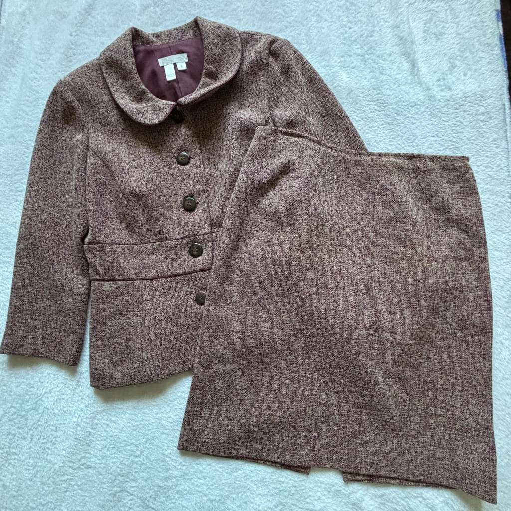 London Times Maroon Skirt Suit Set